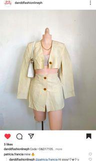 Cream cropped blazer and skirt coordinates terno