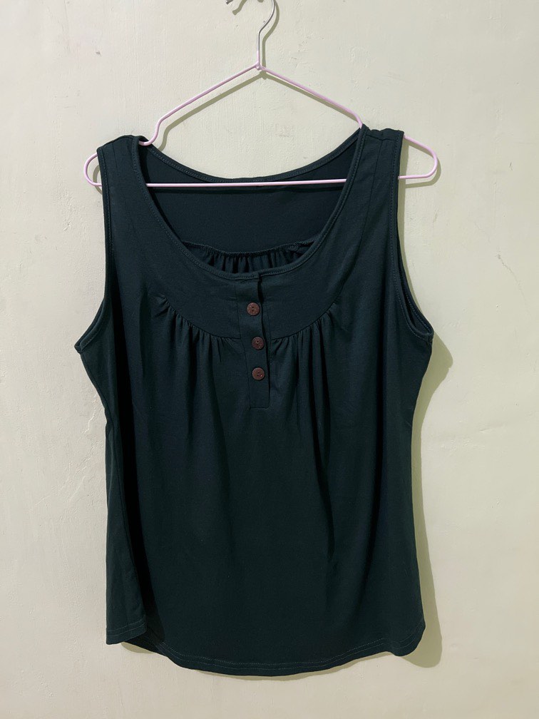 Dark Green Tank Top, Women's Fashion, Tops, Sleeveless on Carousell