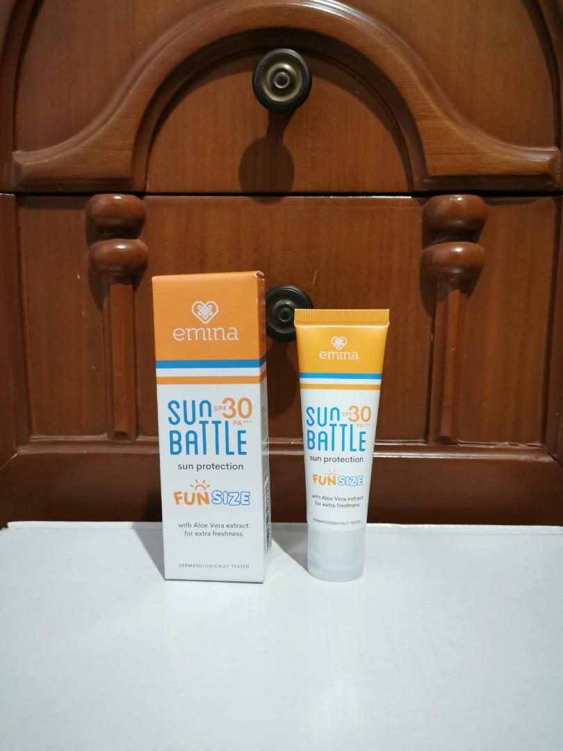 Emina Sun Battle Sun Protection SPF 30 PA +++ 23 ml Fun Size Sunscreen, Kesehatan & Kecantikan