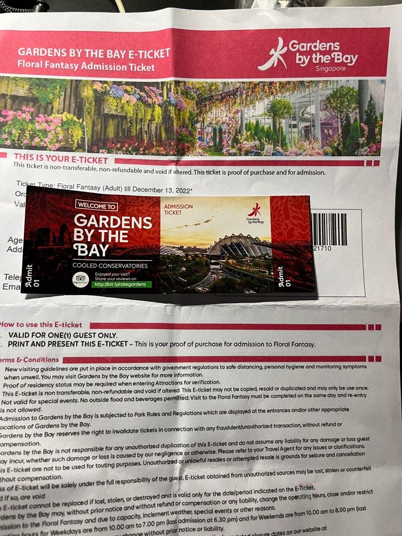 2 placesGardens by the bay & Flower dome,Cloud forest, Tickets