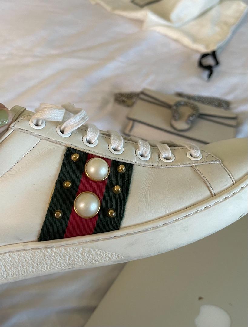 Gucci Ace Pearl Stud Sneakers 6 & 1/2, Luxury, Sneakers & Footwear On  Carousell