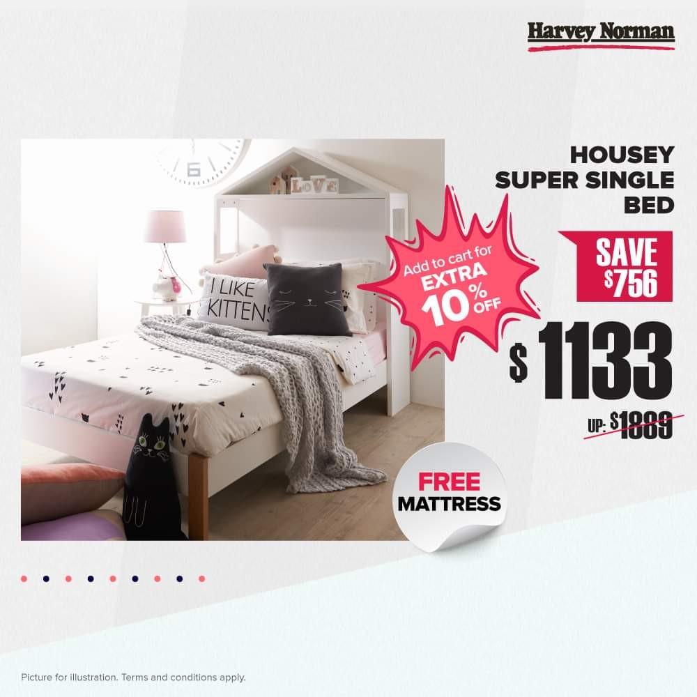 Harvey Norman Huge super single bed with CORAL brand mattress imported