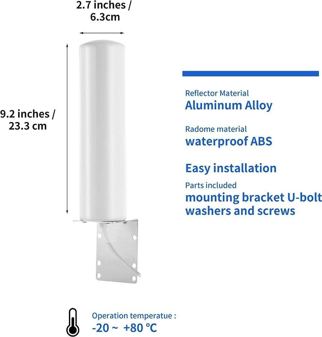 High Gain 10-12dBi Dual SMA Male 698-2700 MHz 3G/4G LTE Omni ...