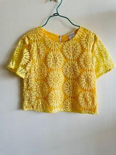 Hollyhoque Yellow Sunflower Crop Top