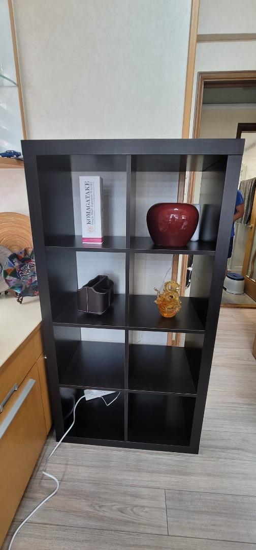 Ikea Kallax blackbrown shelving unit, 傢俬＆家居, 傢俬, 書櫃、櫃子及架 Carousell