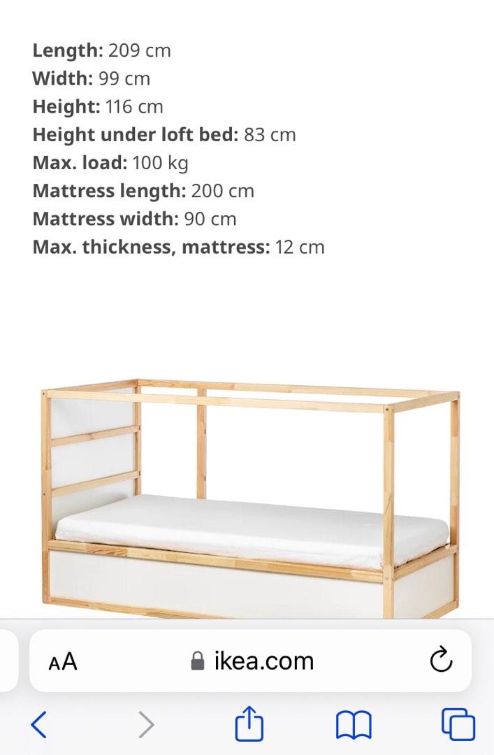 IKEA KURA Reversible bunk bed with mattress, Furniture & Home Living