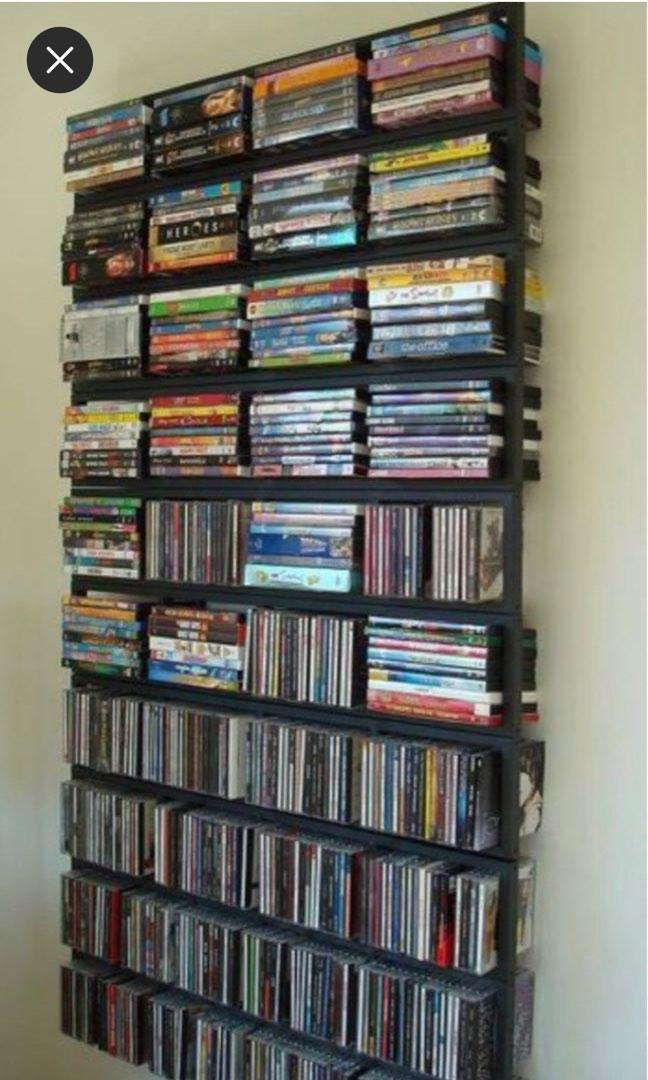 IKEA Lerberg Media Wall Mount CD DVD Shelf Rack Grey 10035 each