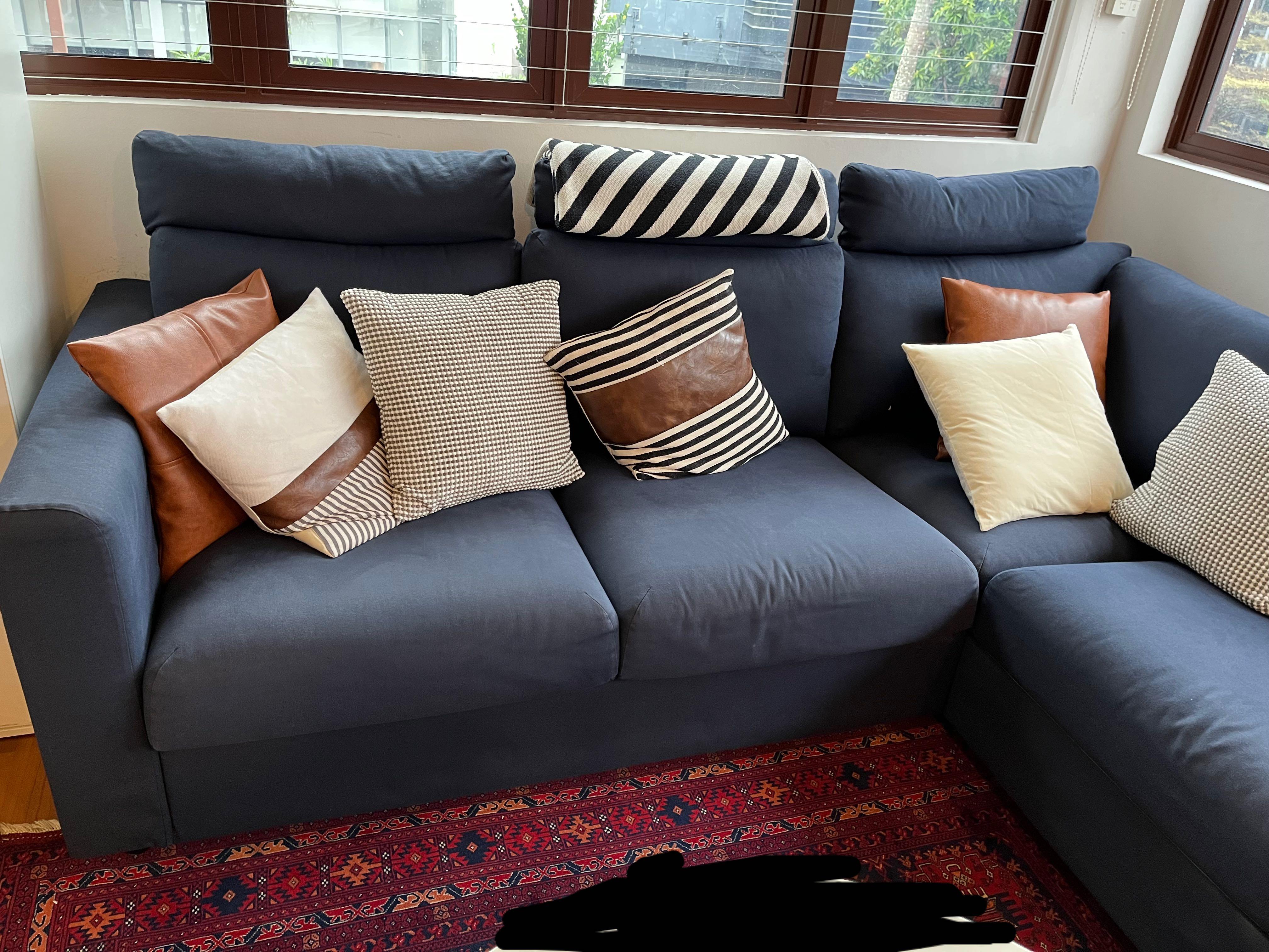 IKEA navy blue sofa, Furniture & Home Living, Furniture, Sofas on Carousell