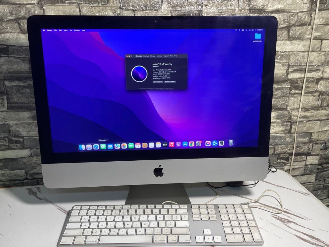 IMac 2017 Retina 4k 2017 21.5” (Category: Desktops) located in Manila. Submitted by pagemaxgadgetworld (Listing ID 1191073871, Image 1). Description: Rush iMac 2017 Retina 4k Radeon Pro 555 2Gb 8gb Ram 1TB QUAD CORE intel i5 3Ghz With optical bluetooth mouse Keyboard wire No issue pm.