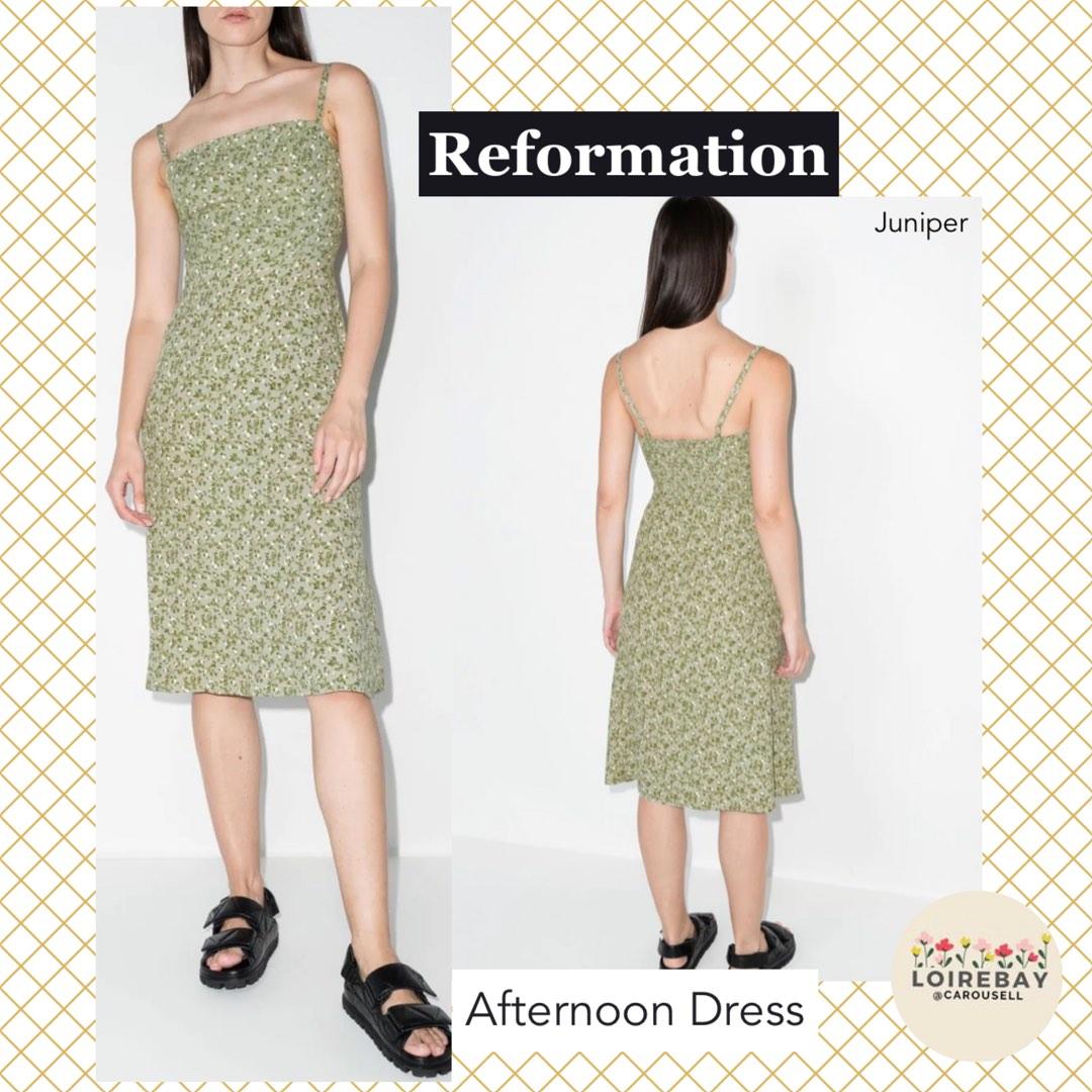 INSTOCK US2 Reformation afternoon dress green juniper Women s Fashion Dresses Sets Dresses on Carousell
