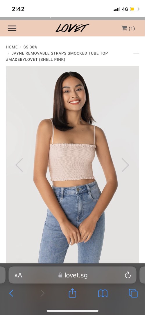 pink smocked tube top