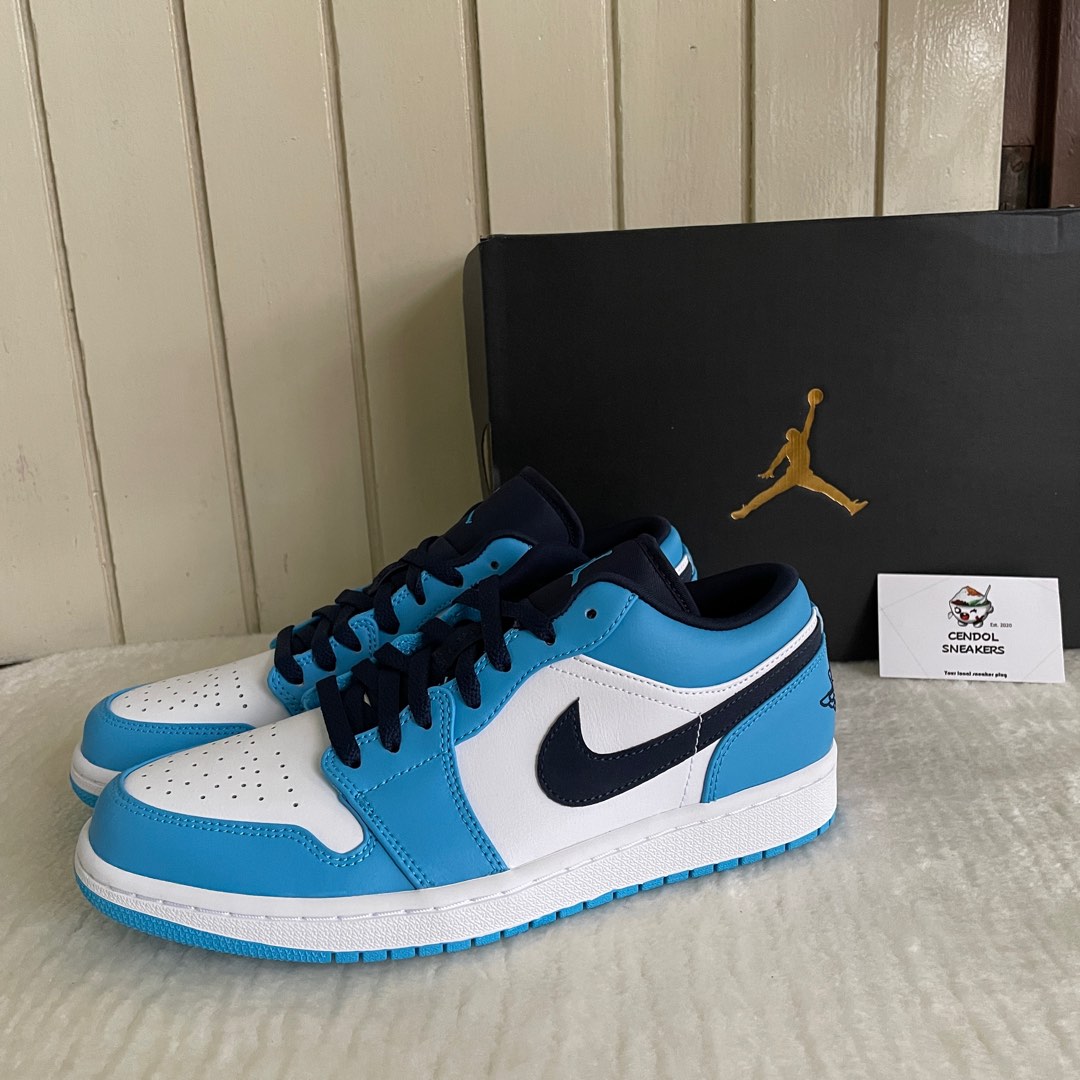 Jordan AJ 1 Low UNC blue, Men's Fashion 