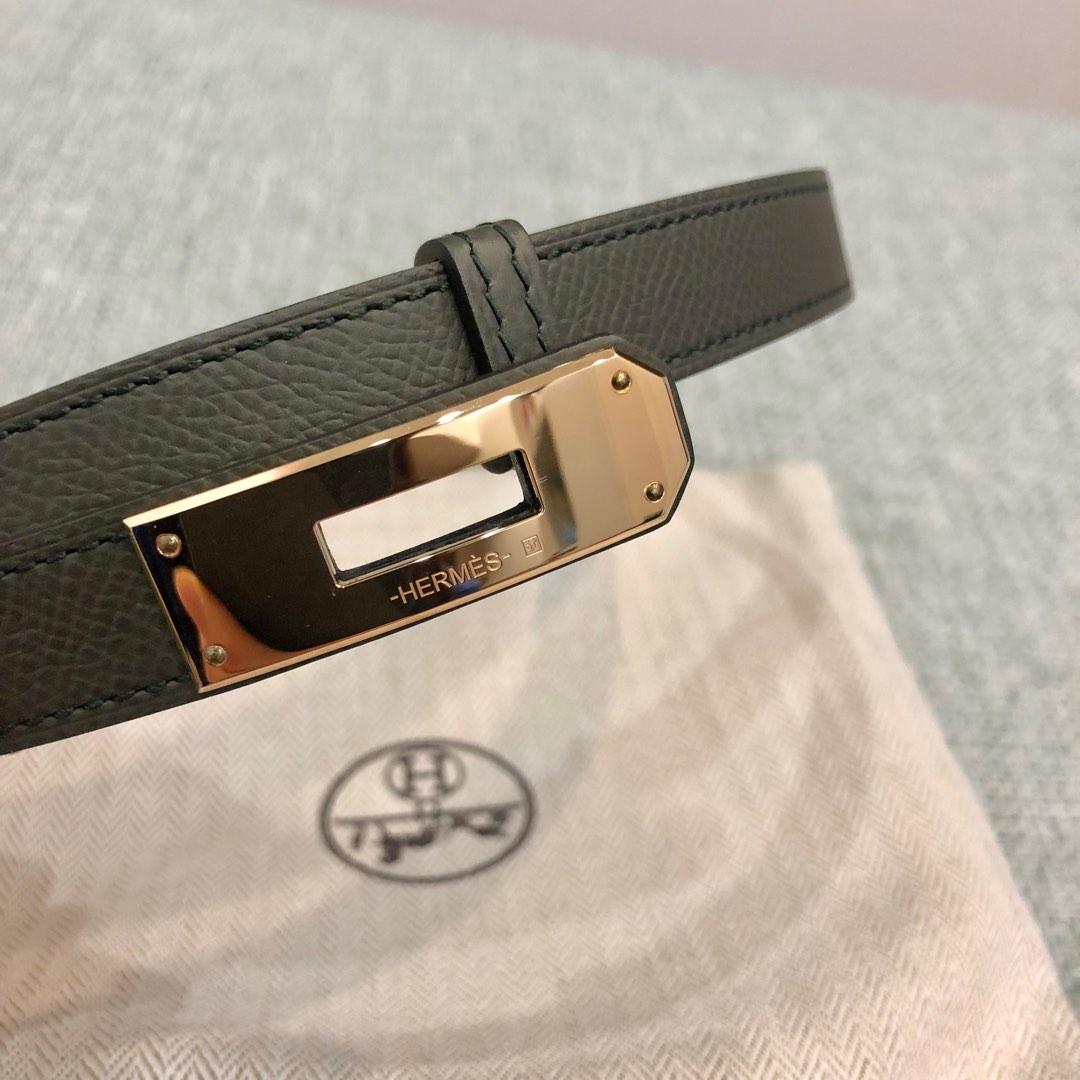 Hermes Kelly Belt 18 Vert De Gris with Rose Gold Hardware BNIB