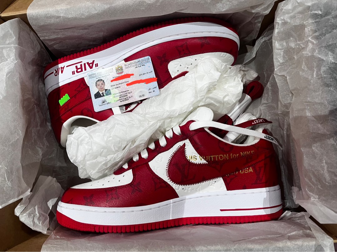 Louis Vuitton Nike Air Force 1 Red, Men's Fashion, Footwear, Sneakers on  Carousell
