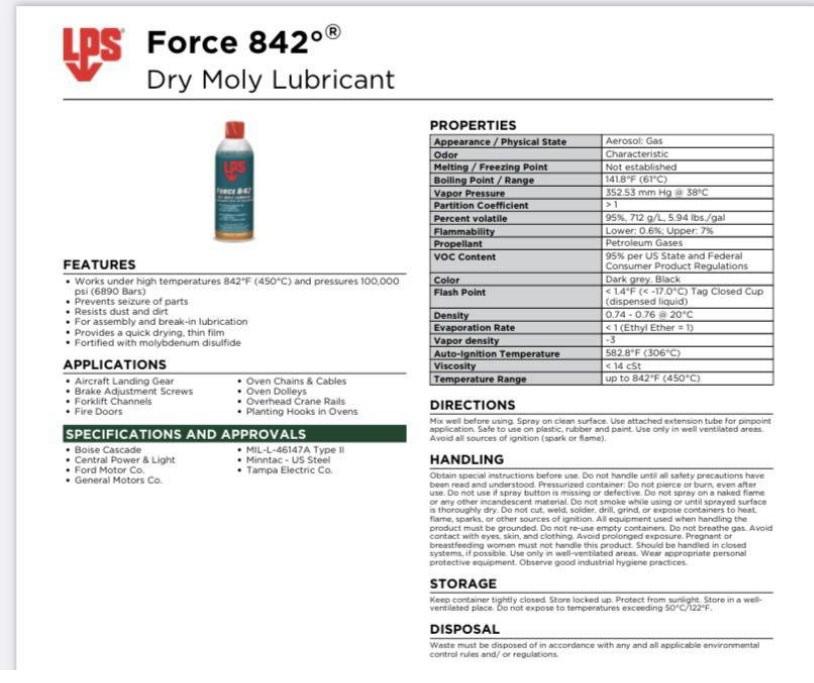 LPS Force 842 Dry Moly Lubricant, Furniture & Home Living, Cleaning