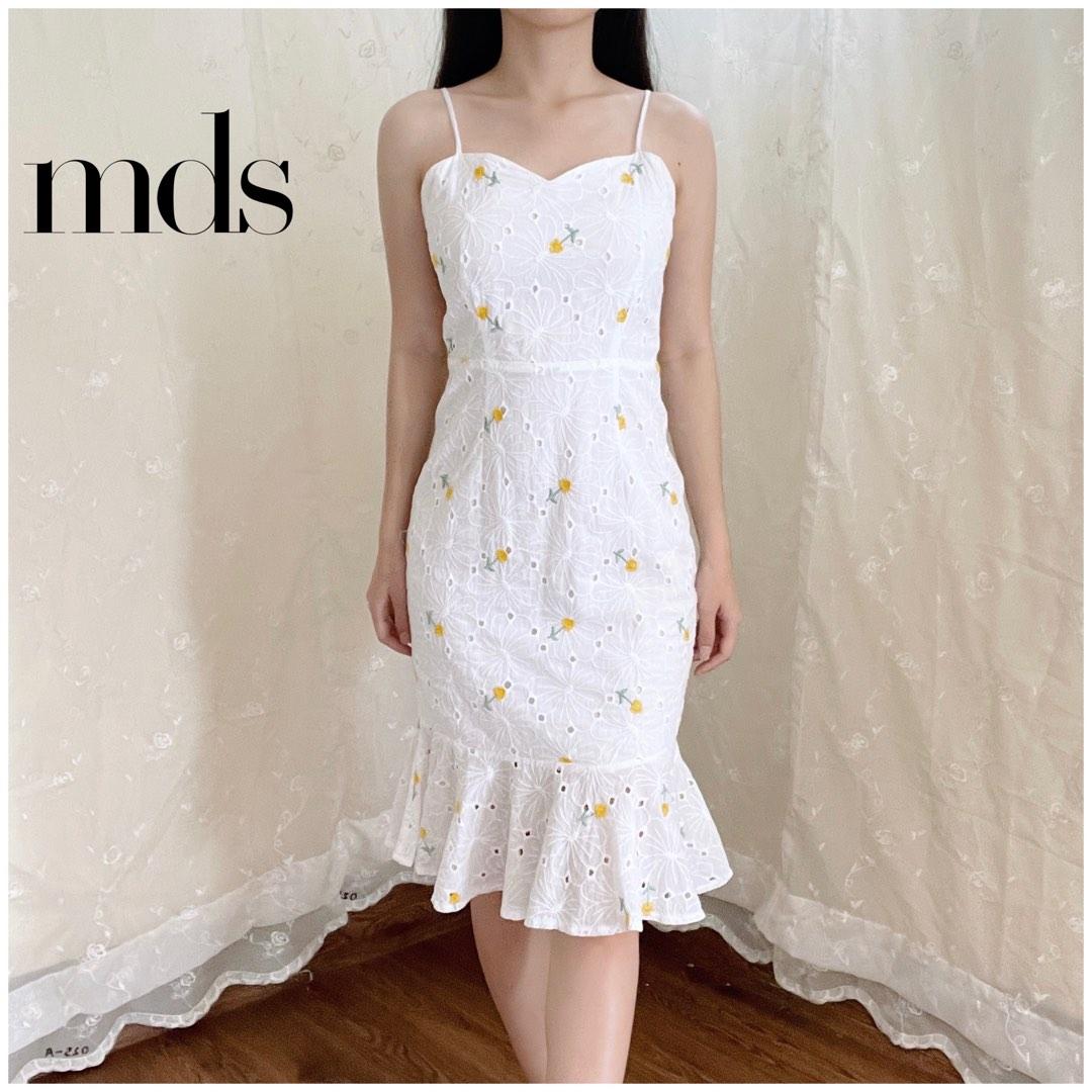 The Summer Eyelet Mermaid Dress (White)