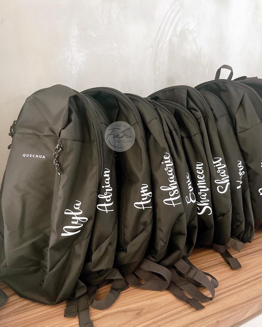 Personalized backpack (Category: Babies & Kids Fashion) located in Singapore. Submitted by fun.atelier (Listing ID 1190977032, Image 2). Description: 🎒Backpack personalized with name, perfect size for field trip and enrichment classes! Budget friendly and very useful too! Available in different fonts and colours. DM us for more details~ . ..