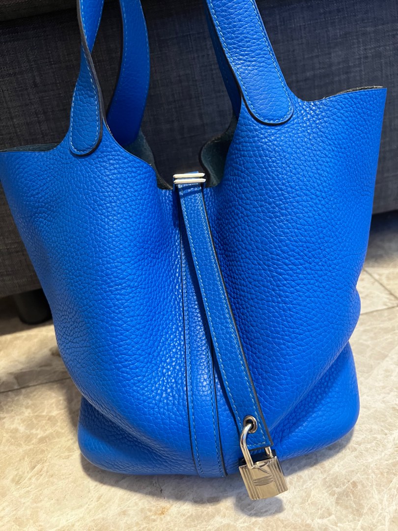 Hermes Bleu Electrique Taurillon Clemence Leather Picotin Lock 22 Bag