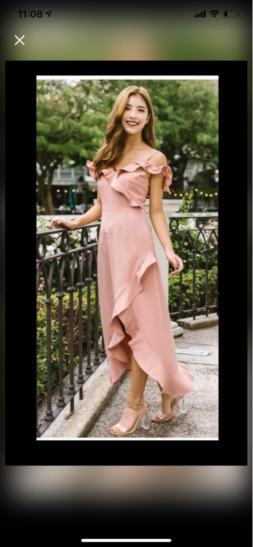 Off-the-Shoulder A-Line Dress With Ruffles Blushing Pink main image 1