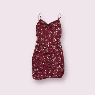 Red floral mini dress