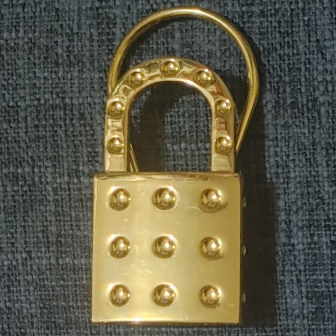 Roberto Coin Lock Keychain Bag Charm Gold Tone Padlock Metal SIGNED