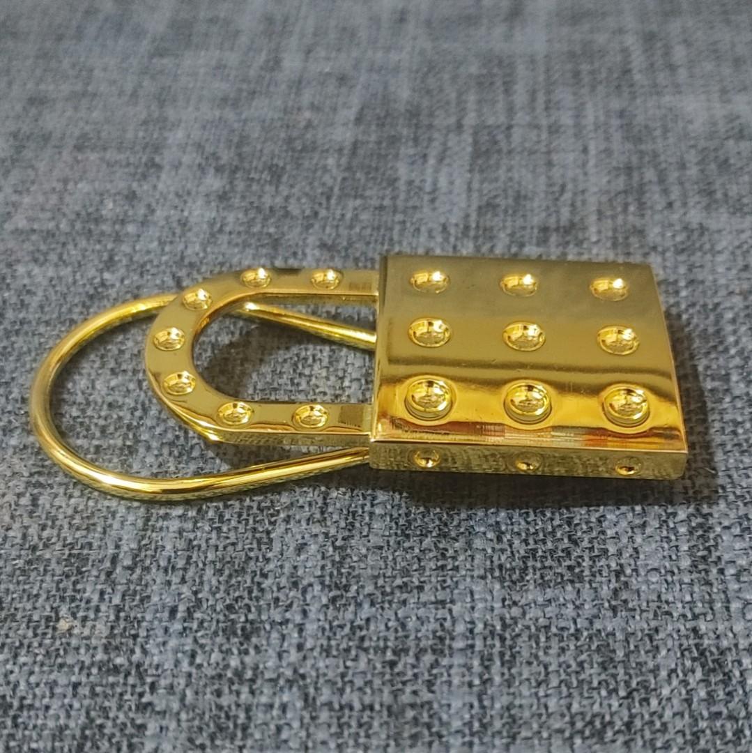 Roberto Coin Lock Keychain Bag Charm Gold Tone Padlock Metal