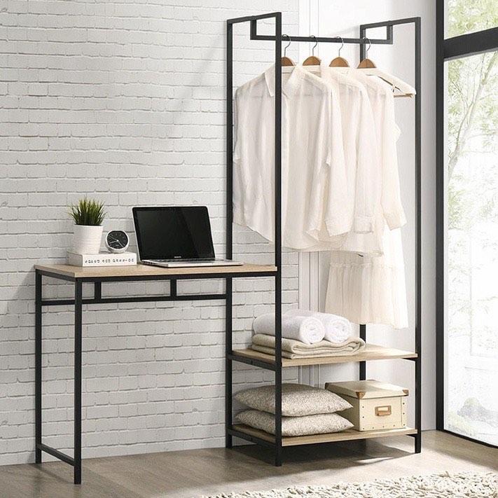 Study Room Modern Rack SHIRO Furniture Hanging Wardrobe with Study Desk Rack Clothes Drying ...