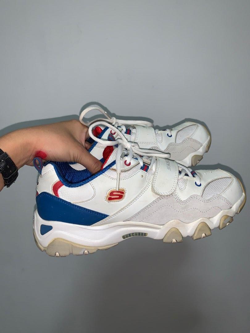 Red and clearance white skechers