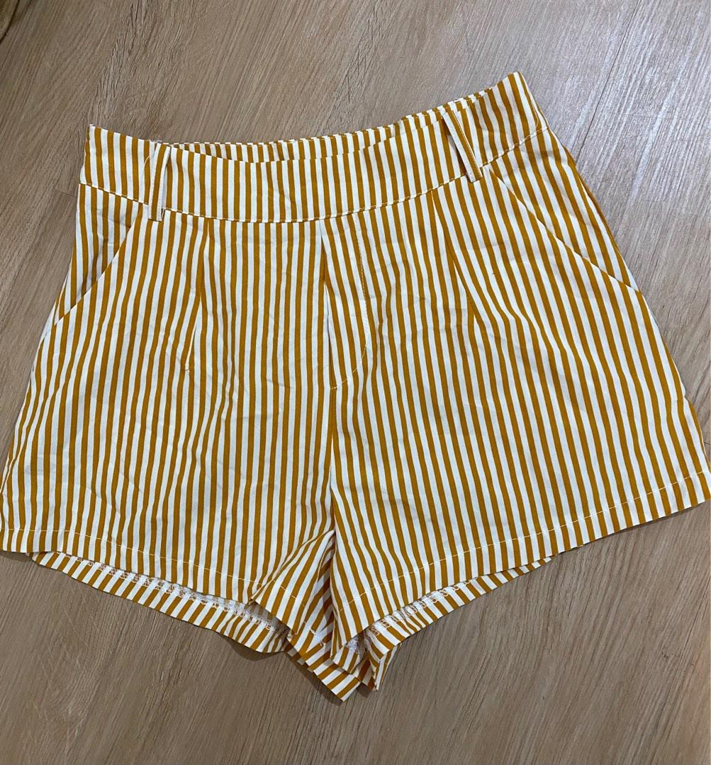 Stripes Shorts (Category: Shorts) located in Manila. Submitted by marvellous13 (Listing ID 1190953707, Image 1). Description: Striped Shorts Skorts Yellow & Brown Vertically Stripes Brand new with tag Size Small.
