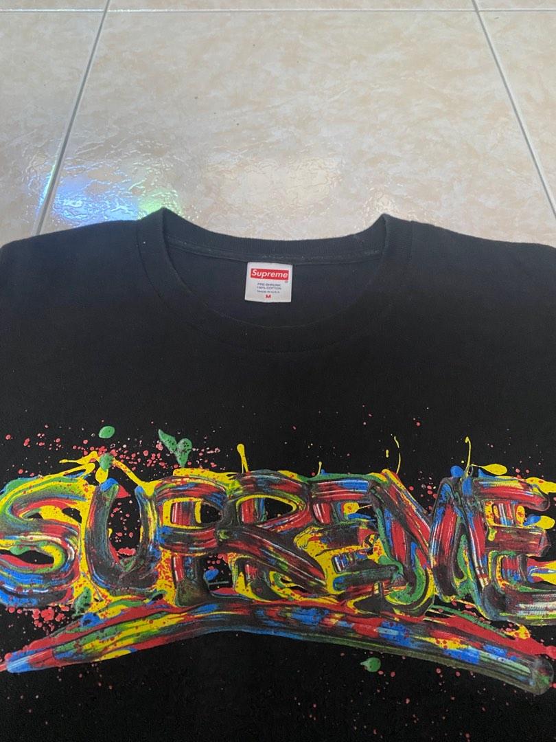 Supreme paint on sale logo tee black