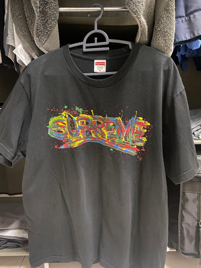 Supreme paint 2025 logo tee black