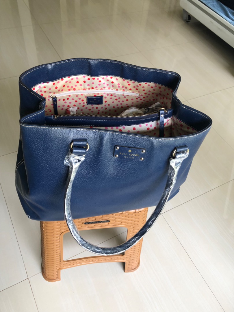 Tas, tote bag, large, warna biru (Kate Spade) original, Fesyen Wanita