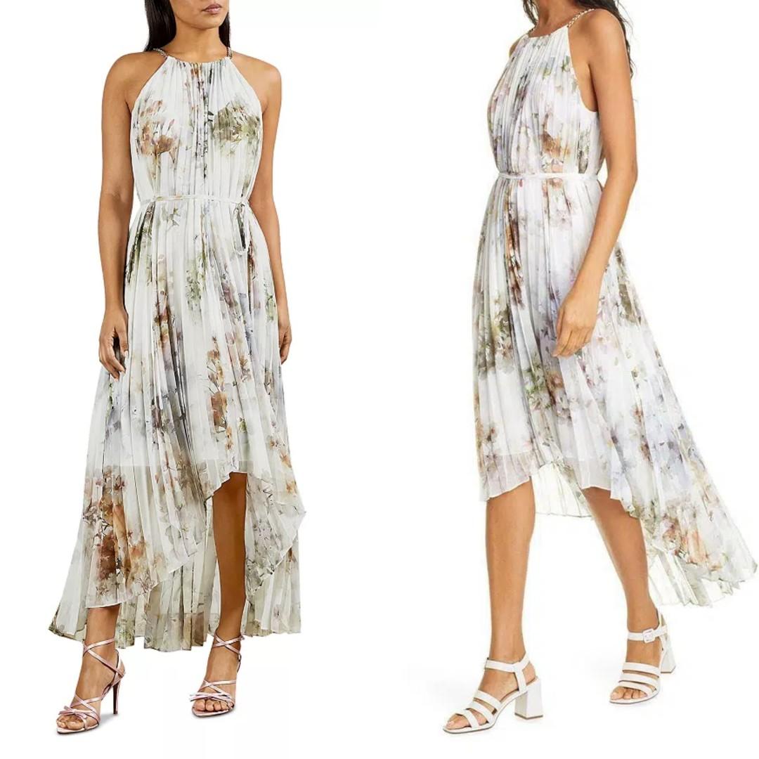 Ted baker dipped hem pleated dress sale