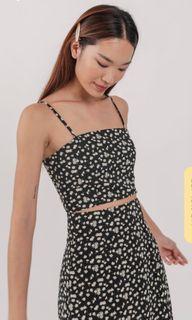 The Tinsel Rack (TTR) Dean Crop Top in Black Daisy