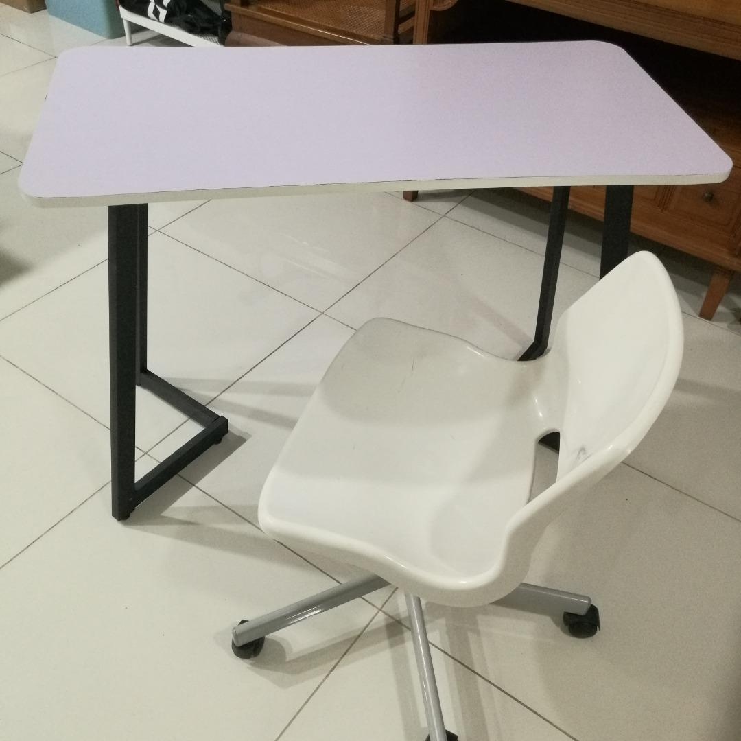 Used study table with ikea chair, Furniture & Home Living, Furniture