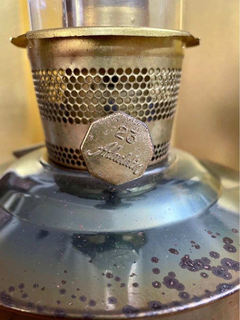 Vintage English Aladdin 23 Kerosene Oil Lamp Round Wick With Glass Height 52cm, Furniture & Home