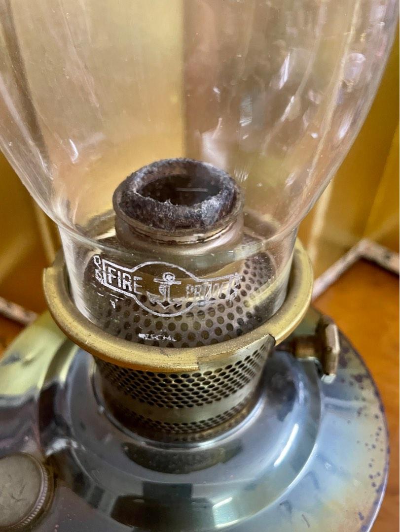 Vintage English Aladdin 23 Kerosene Oil Lamp Round Wick With Glass Height 52cm, Furniture & Home