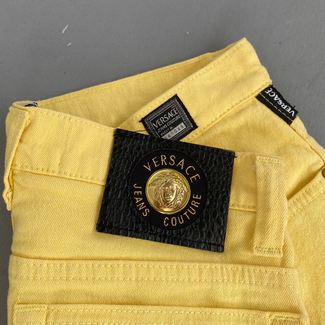 Vintage Versace Jeans Couture Yellow Straight Cut Pants, Women's ...
