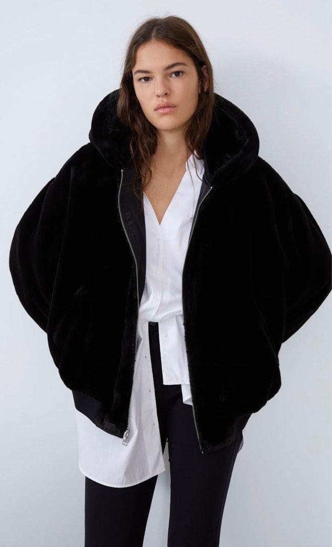 Zara fluffy reversible bomber jacket Carousell