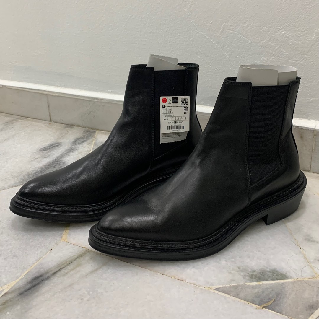Zara Pointed Leather Chelsea Boots, Men's Fashion, Footwear, Boots on
