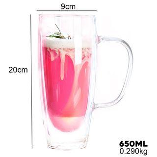 650ml Double Wall Glass With Handle Drinkware Clear Coffee/Teacup/Water Glass