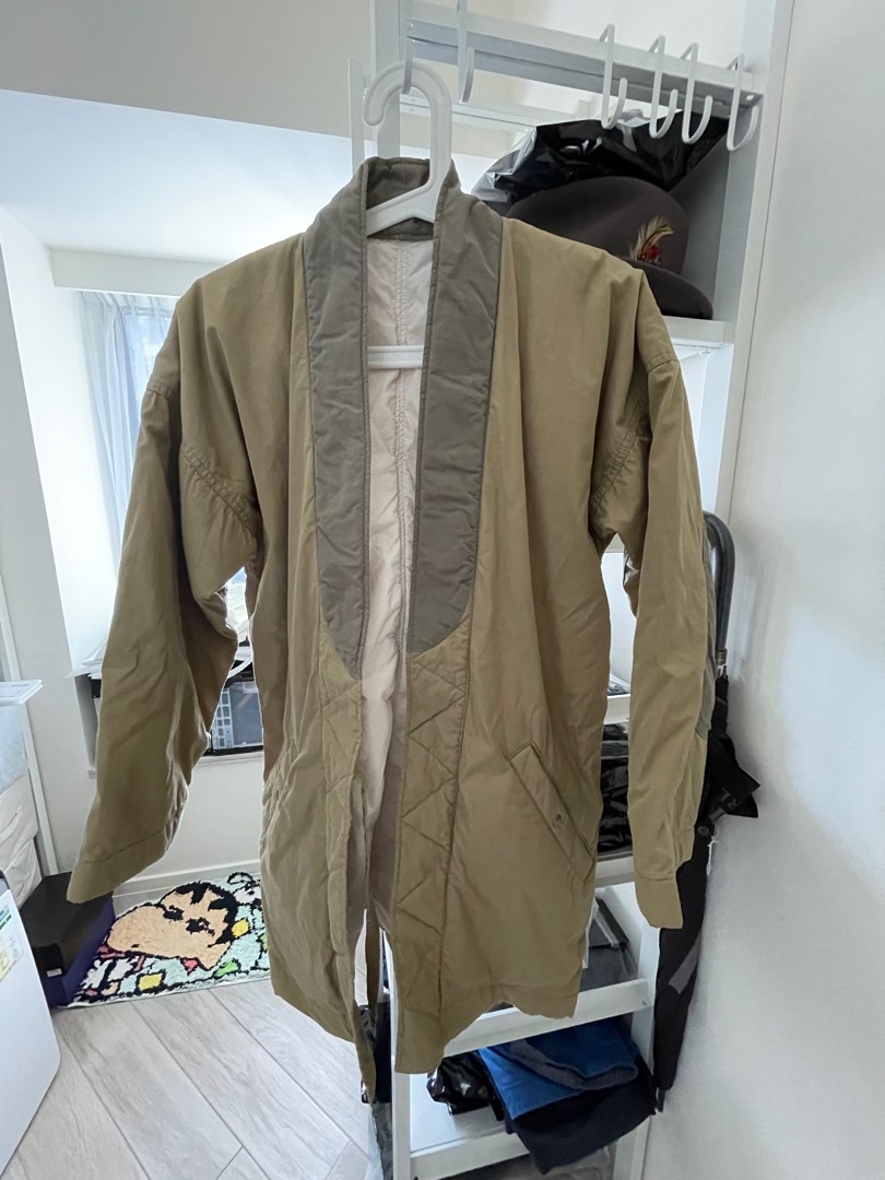 99% new Visvim Dotera Mil coat Kimono Khaki Size 1, 男裝, 外套及