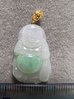 天然A貨緬甸翡翠布袋佛18K吊咀64223507839106110