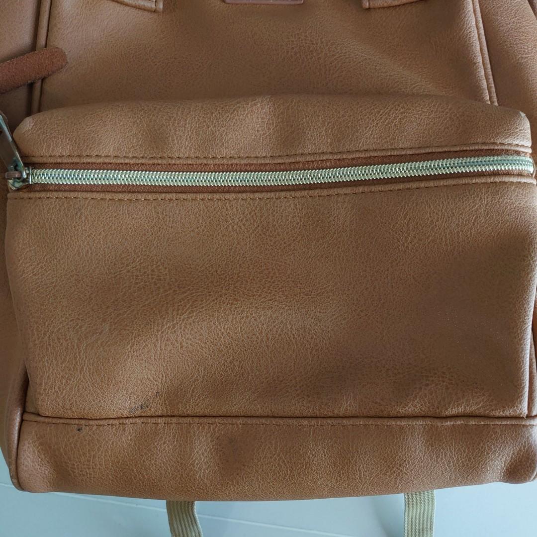 Authentic Anello Mini Backpack Vegan Leather Camel Beige, Women's