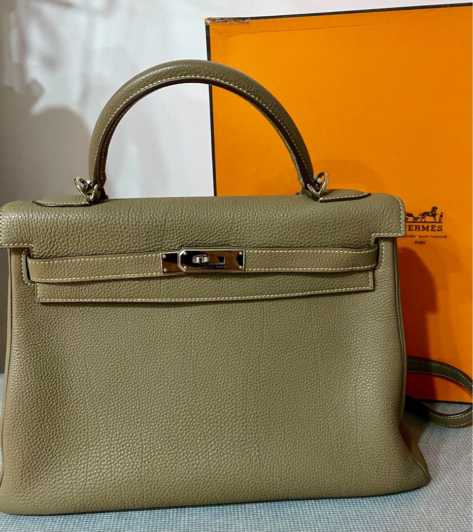 Authentic Hermes Etoupe Kelly Togo 32, Luxury, Bags & Wallets on