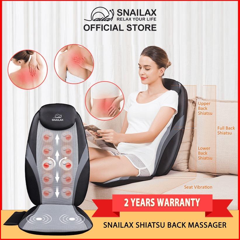 It's Massage Time using Snailax Shiatsu Neck & Back Massager, Rolling  Massager, Massage Chair Pad 