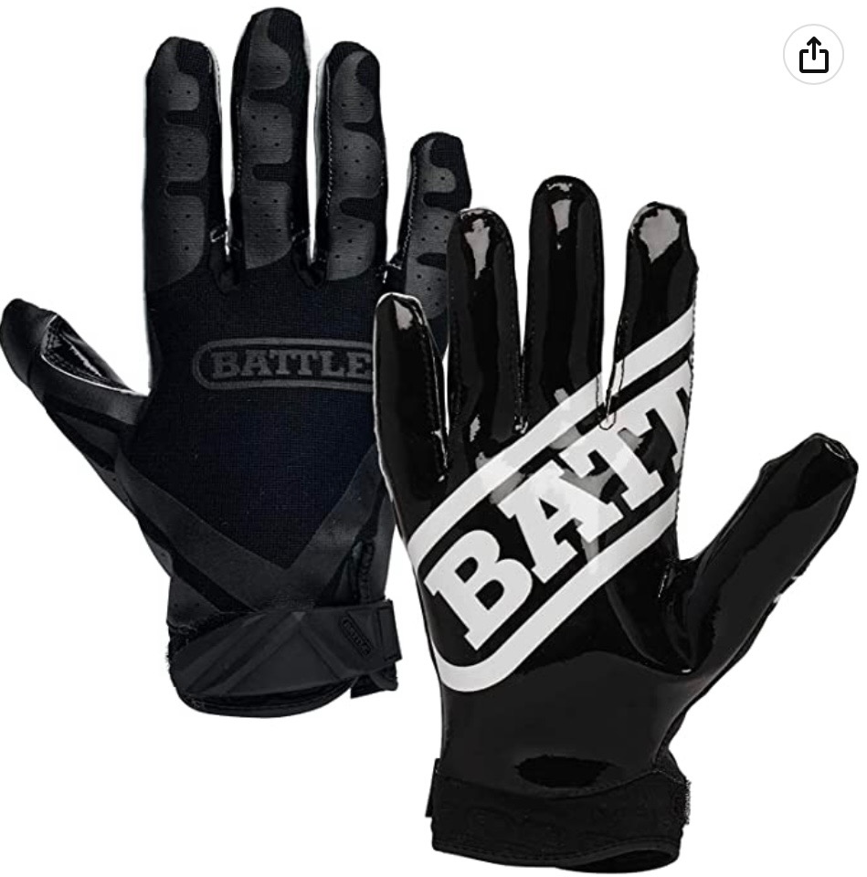 Battle Double Threat Football Gloves UltraTack Sticky Palm Receivers