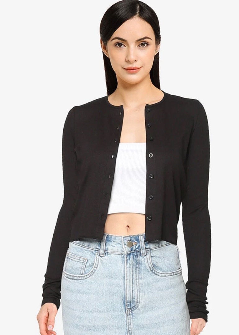Black Ribbed Cardigan \u0026 Inner Set 