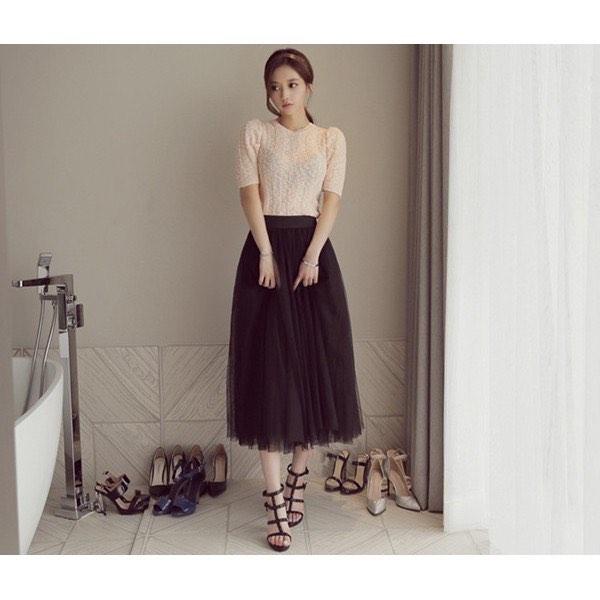 Black Tulle Skirts Elastic High Waist Long Mesh Skirt Women s Tutu