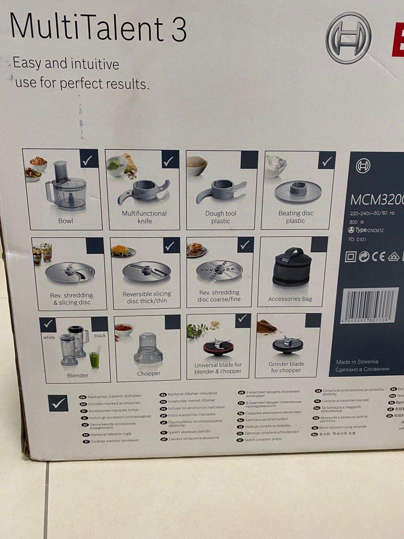 Bosch MultiTalent 3 MCM3200W Food Processor, TV & Home Appliances ...